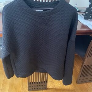 Lou & Grey Black Quilted Crew Neck Sweater